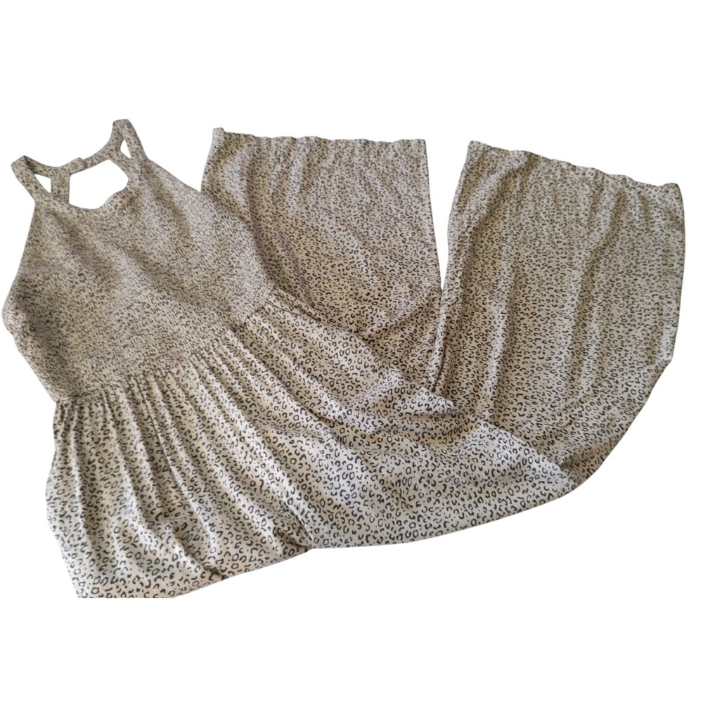 Jessica Simpson Cheetah‎ Print Jumpsuit Tan Sleeveless Stretch Top Womens Small
